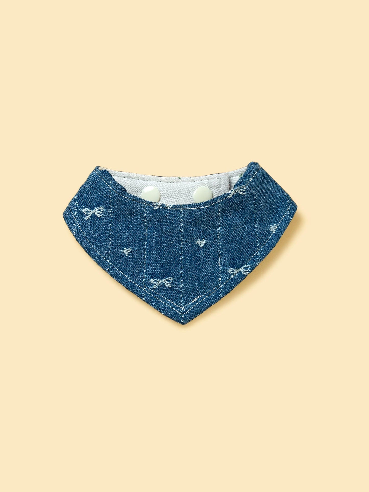 Reversible Denim Cherry Overalls Pet Bandana - BarkBarkBaby ~ Blessings Grow Meadows