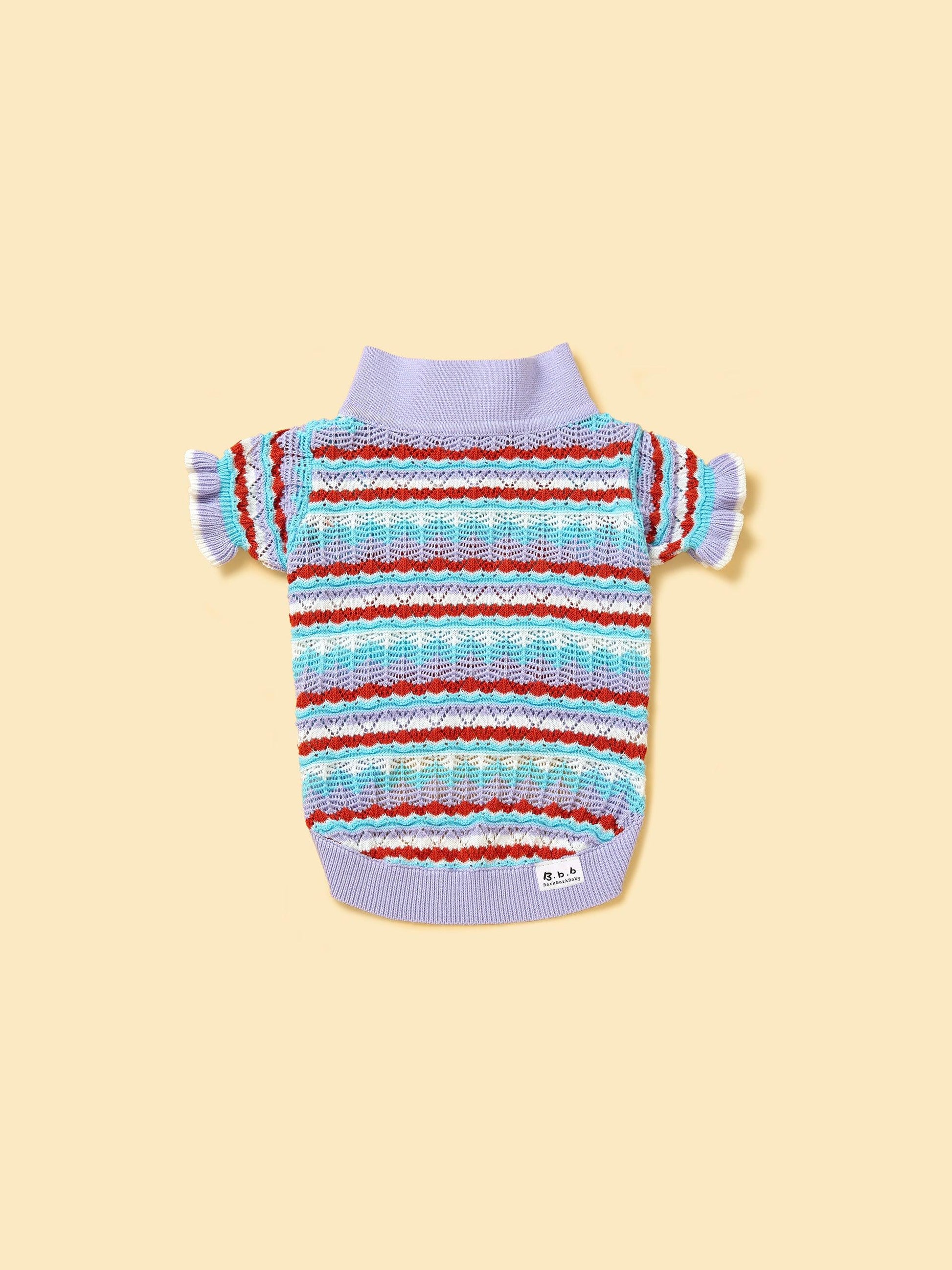 Pet & Me Spring Summer Lavender Ruffle Crochet Short Sleeve Polo Shirt - BarkBarkBaby ~ Blessings Grow Meadows