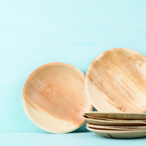 MicRic Palm Leaf 10-inch round plate, eco-friendly disposable tableware with natural palm leaf design for gatherings and events.