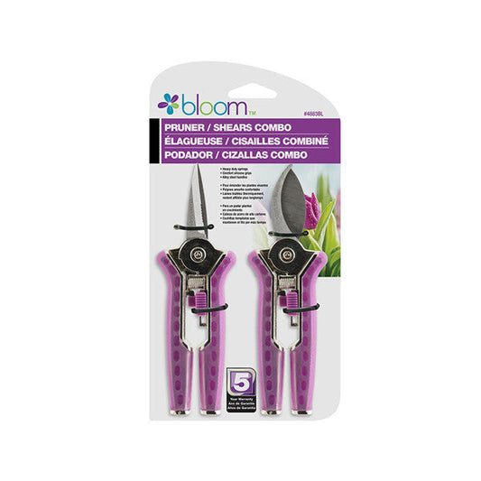 Orbit Irrigation Bloom 2-Piece Pruner Set with ergonomic handles and sharp blades for precise gardening pruning.
