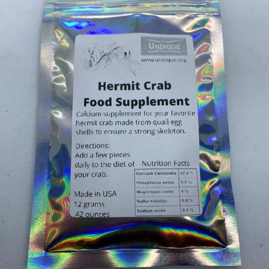 Organic hermit crab food with quail egg shells from Quailz.com, showing nutritious treats and calcium-rich ingredients for shell growth.