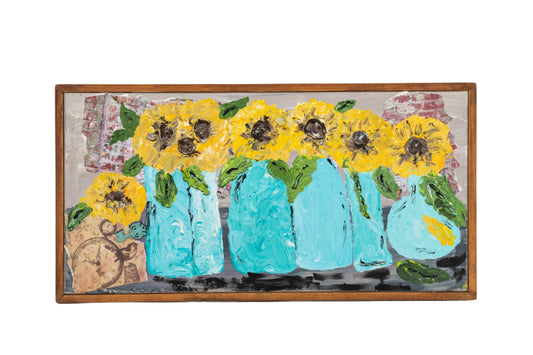 Sunflower Time | 25" x 13" | Canvas Flower Painting | Frame Included | The Painted Attic - BuyNebraska.com ~ Blessings Grow Meadows