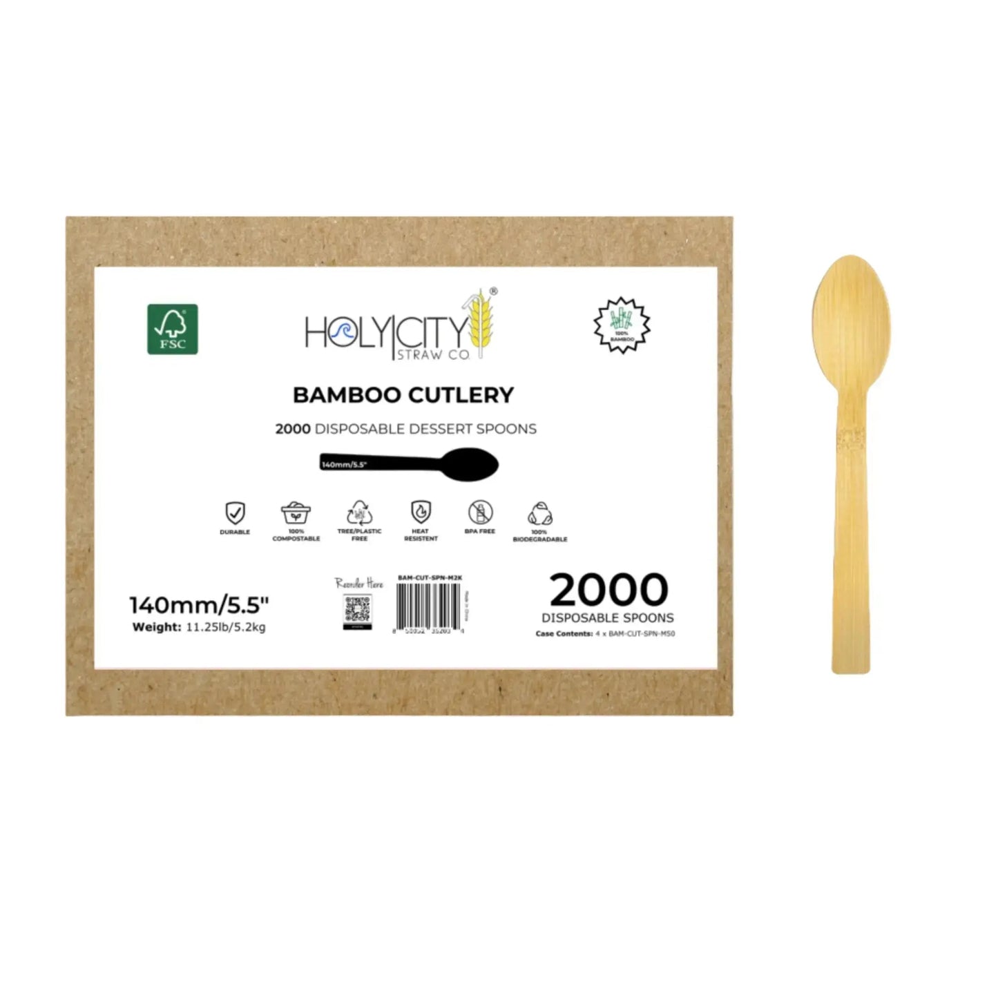 5.5 Bamboo Dessert Spoons - Blessings Grow Meadows -