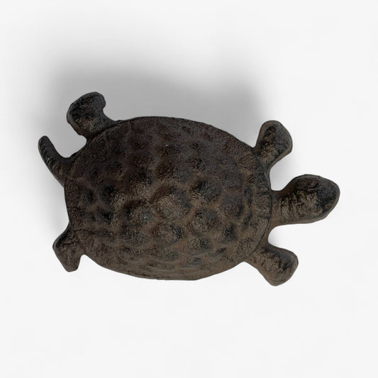 Rustic Cast Iron Turtle Garden Statue, Whimsical Outdoor Decor