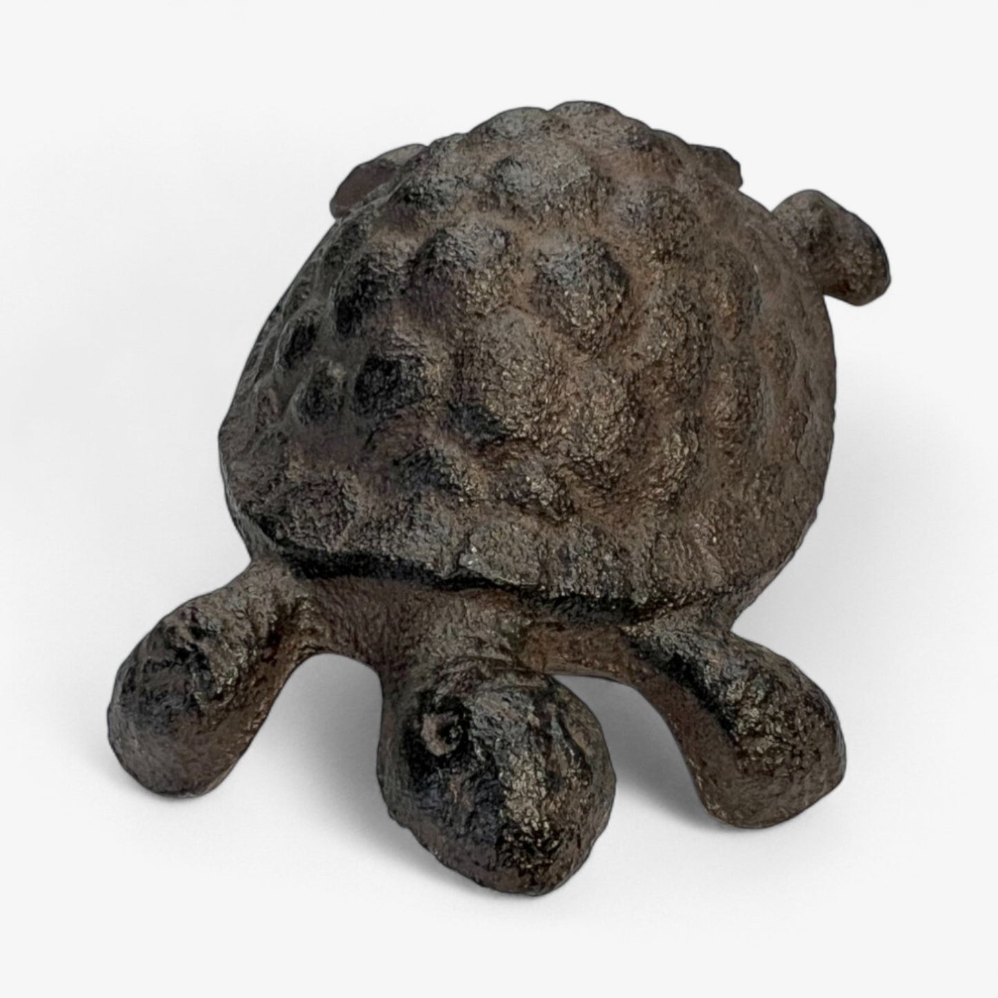 Rustic Cast Iron Turtle Garden Statue, Whimsical Outdoor Decor