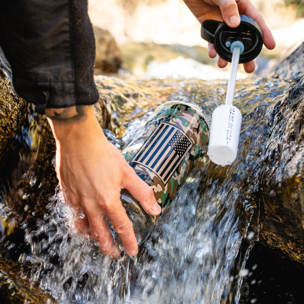 Epic Water Filters Everywhere Bottle Filter with casing, showing the filter component and protective casing for clean drinking water.