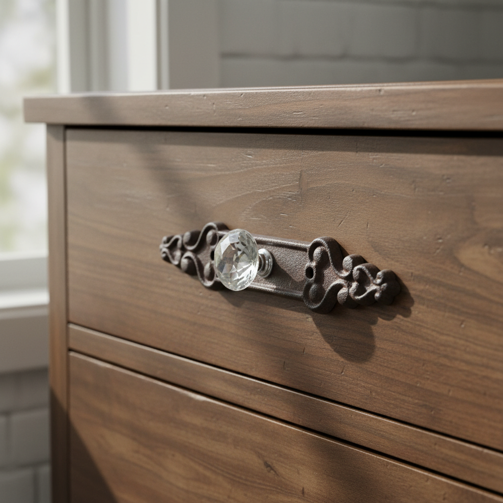 Elegant Cast Iron Crystal Drawer Pull - Faceted Vintage Cabinet Knob - Iron & Blossom ~ Blessings Grow Meadows