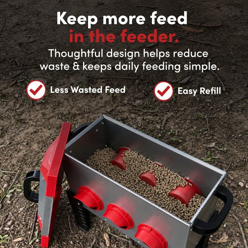 RentACoop Flock Feeder 15 6-Port, 15lb Feeder