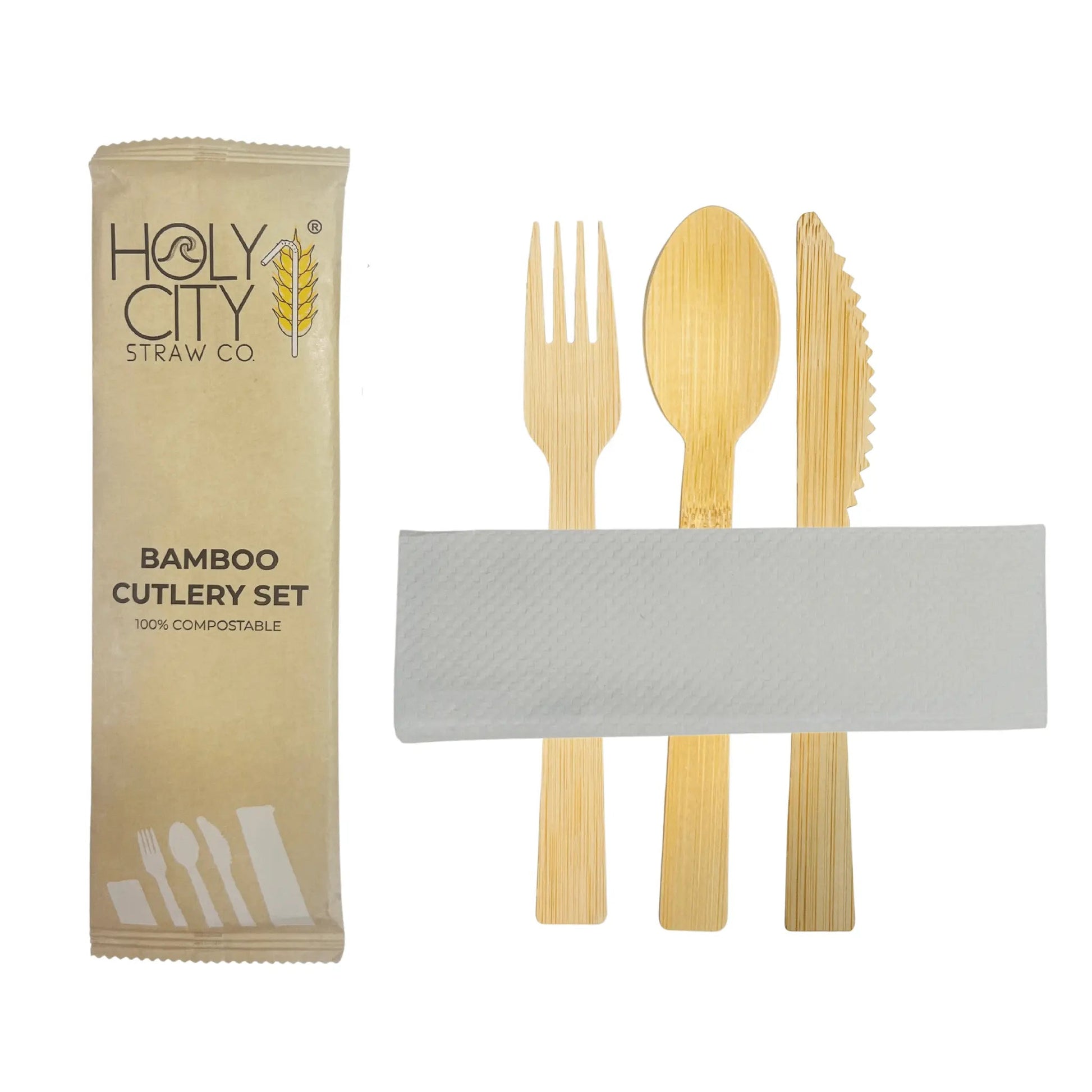 6.7 Wrapped Bamboo Cutlery Set - Blessings Grow Meadows -