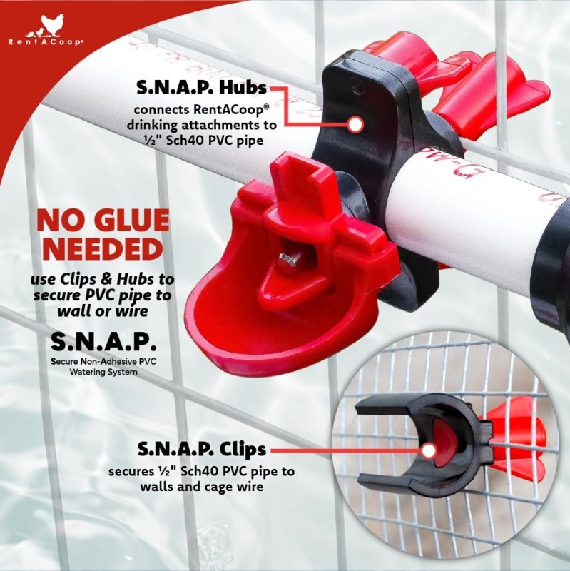 RentACoop Secure Non-Adhesive PVC (S.N.A.P) Watering System Elbow Pack of 2 for Chickens, Quail, and Poultry