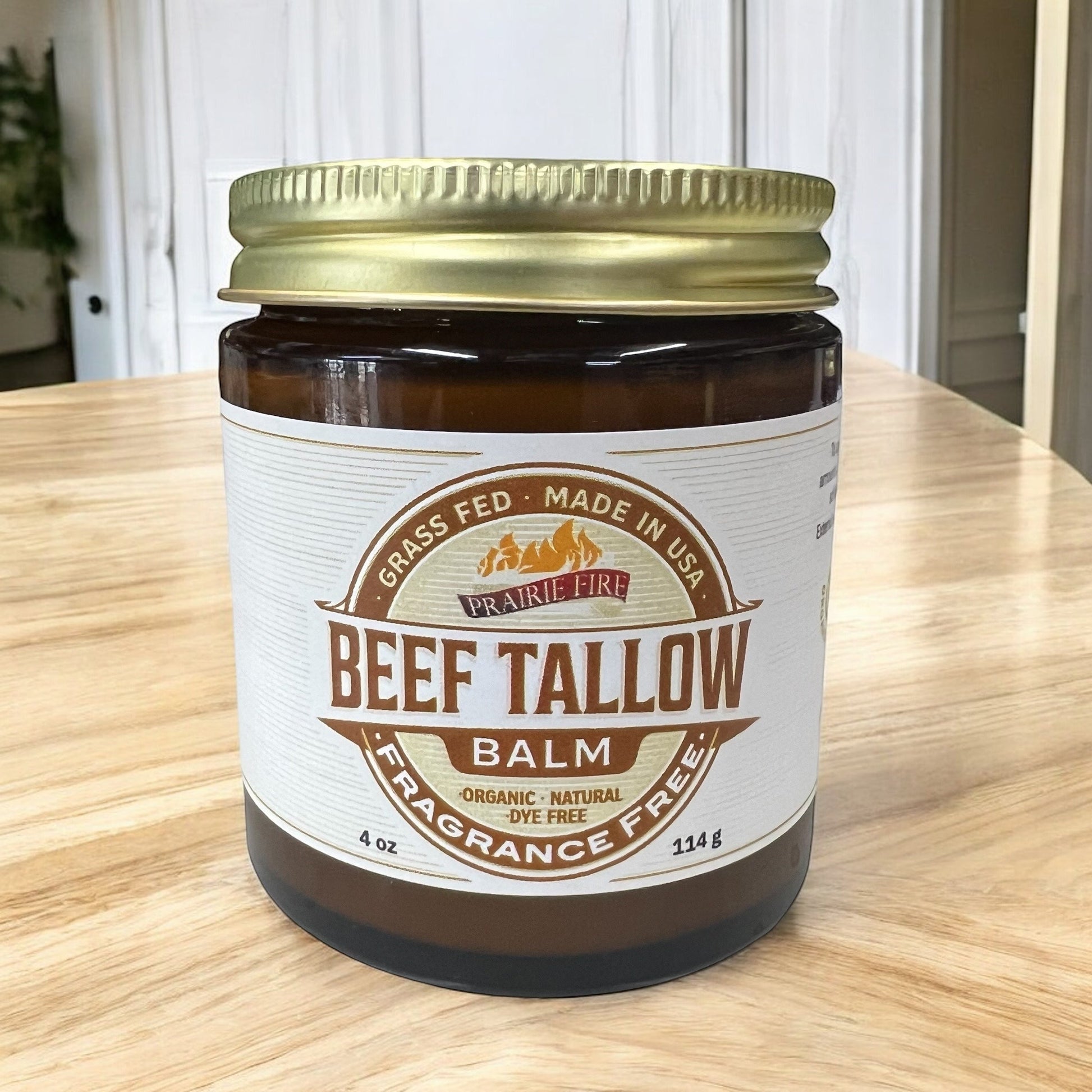 Beef Tallow Balm - 4 oz - Made in USA - Organic Grass Fed and Finished Tallow - Moisturizing Skin Care - Blessings Grow Meadows