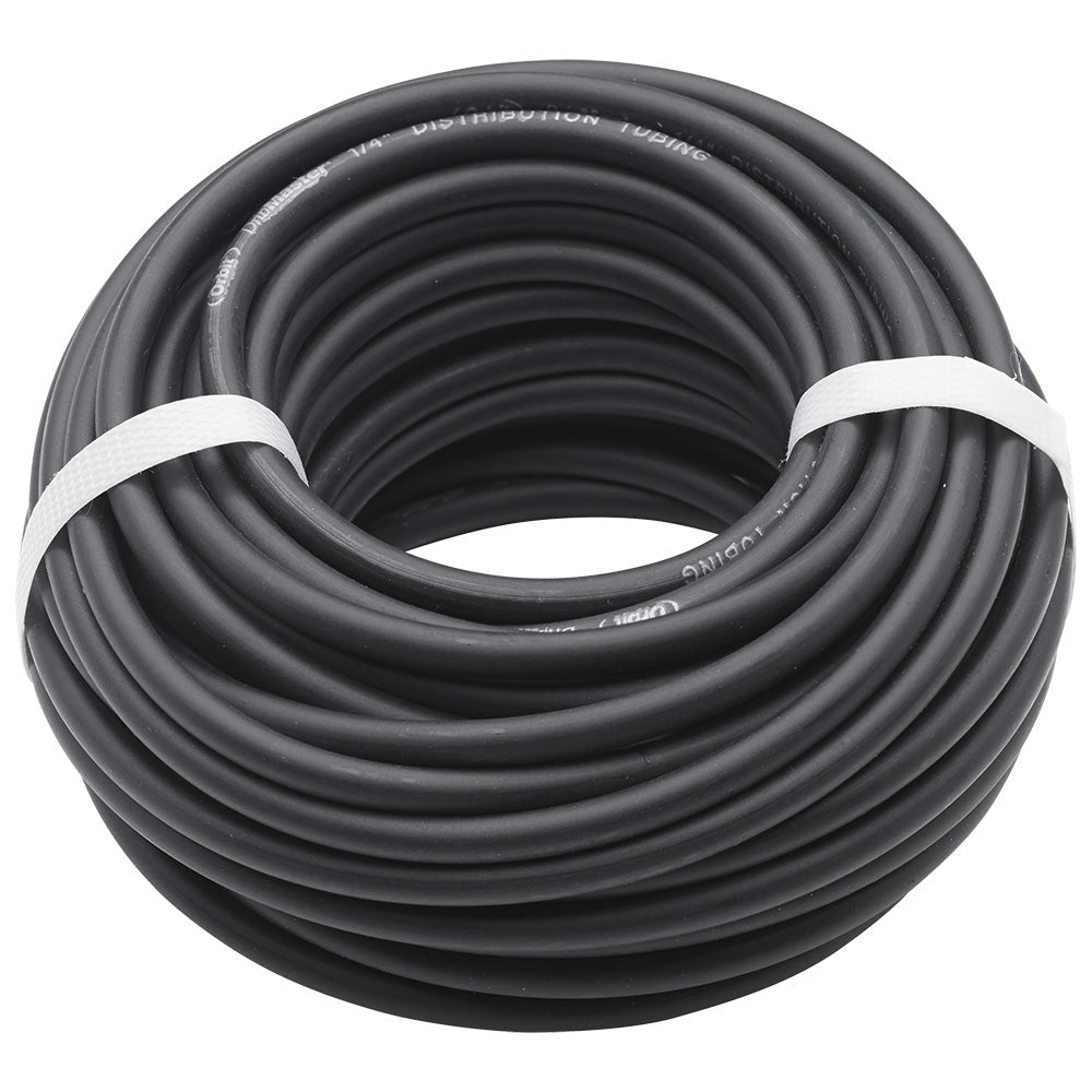 Orbit Irrigation 1/4-inch drip blank distribution tubing for drip irrigation systems, shown coiled and ready for installation.