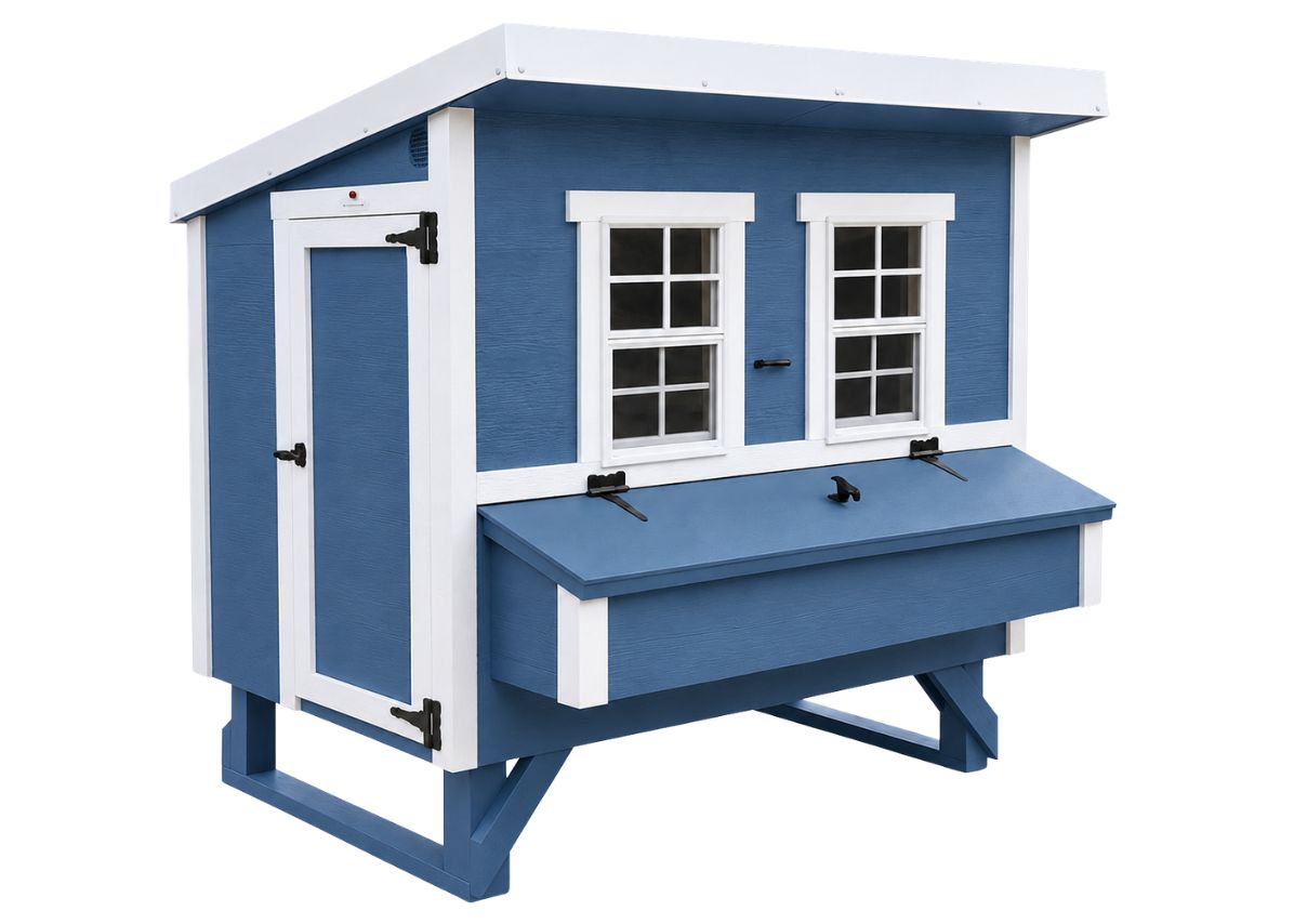 Large OverEZ Chicken Coop designed for up to 15 chickens, featuring spacious outdoor shelter with nesting boxes and ventilation.