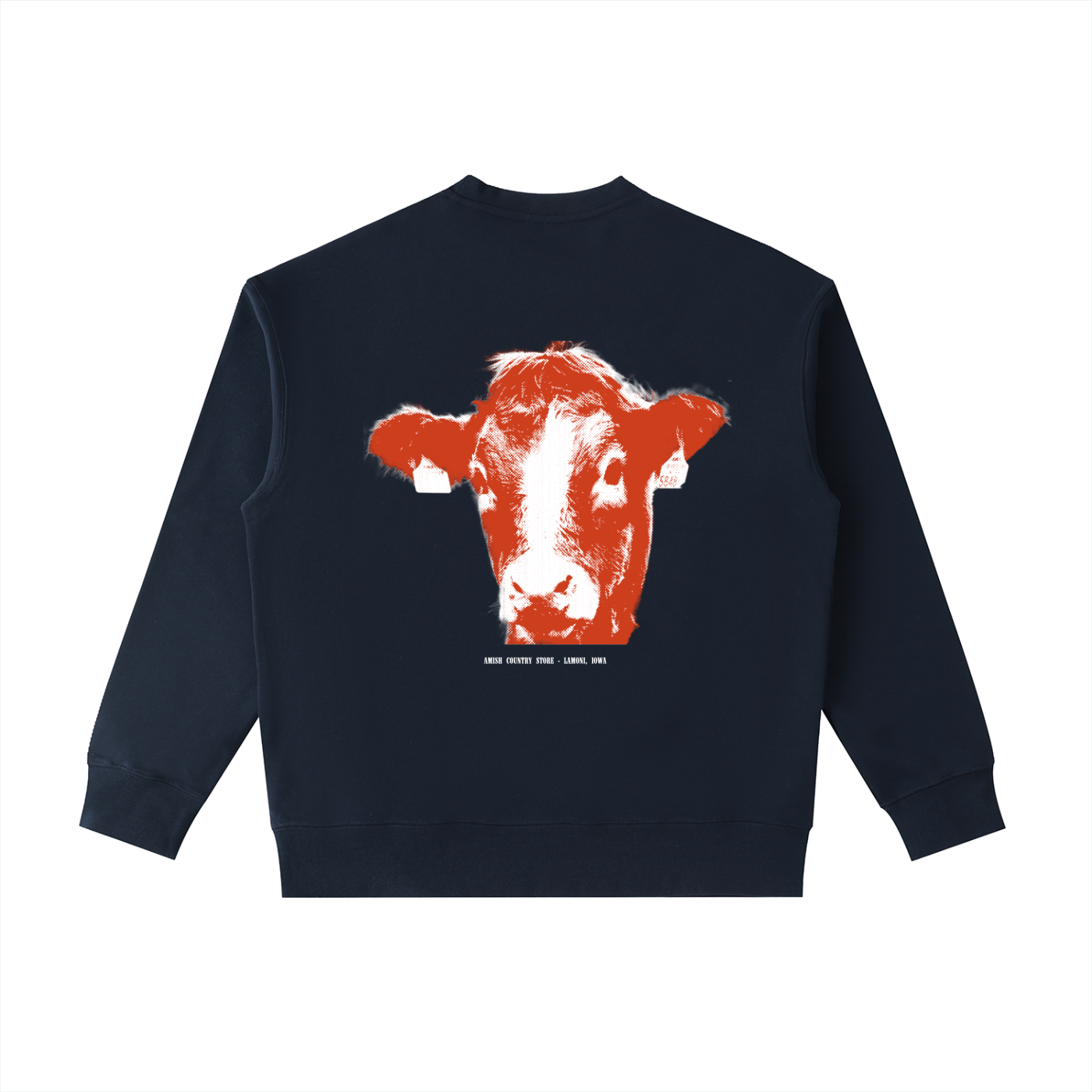 Amish Country Store Cow Heavyweight Patch Pocket Crewneck Sweatshirt