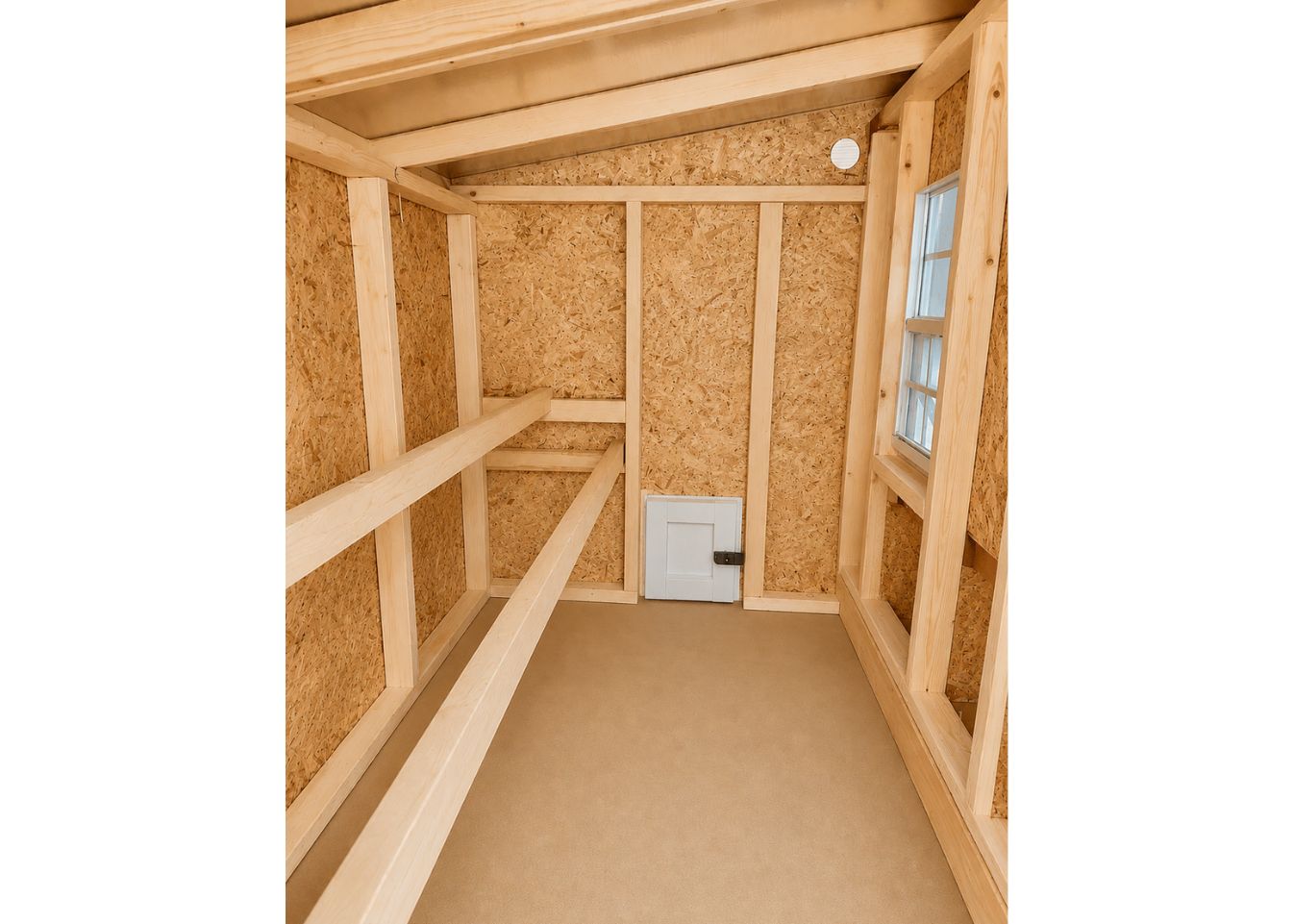 Large OverEZ Chicken Coop for up to 15 chickens with spacious nesting areas and secure outdoor enclosure.