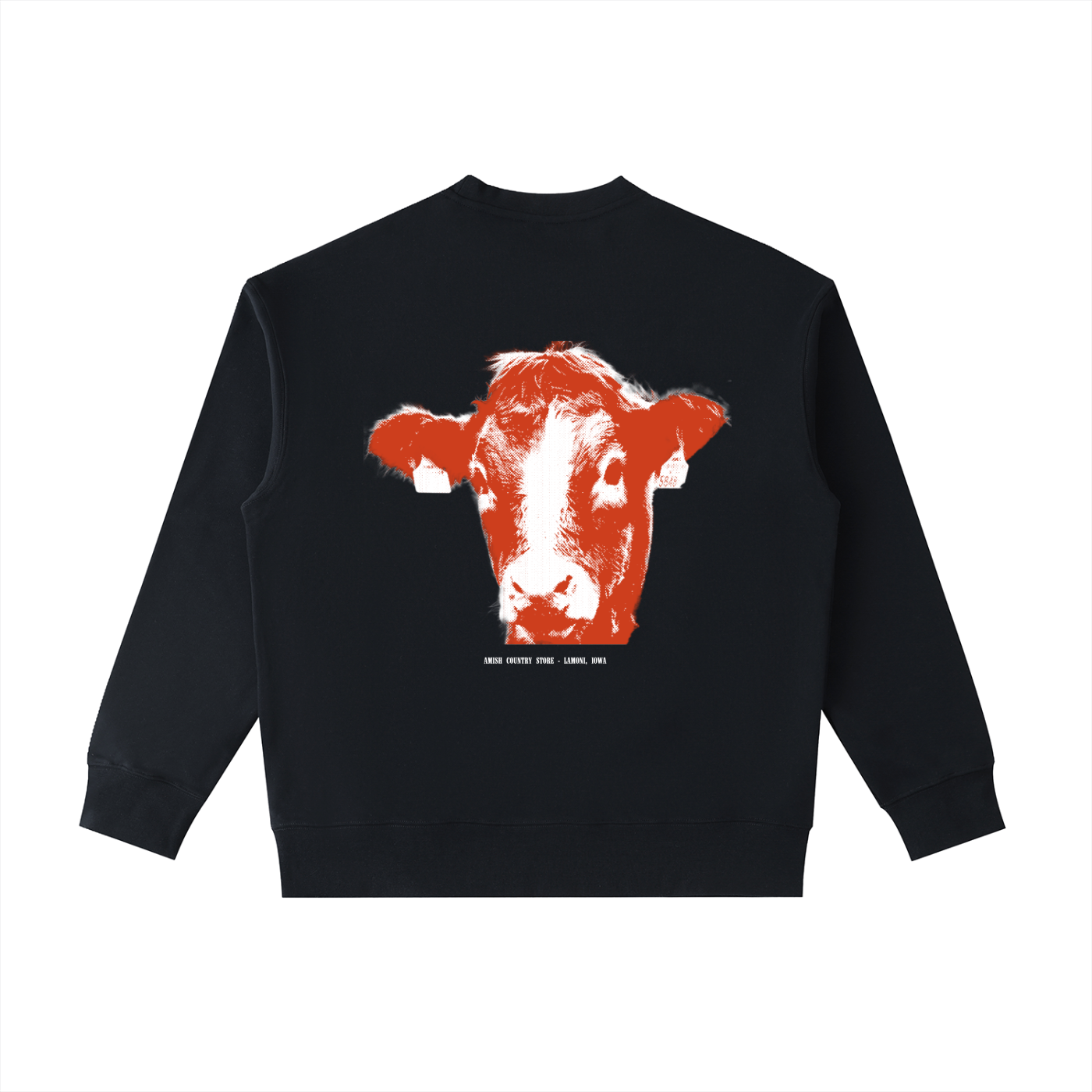 Amish Country Store Cow Heavyweight Patch Pocket Crewneck Sweatshirt