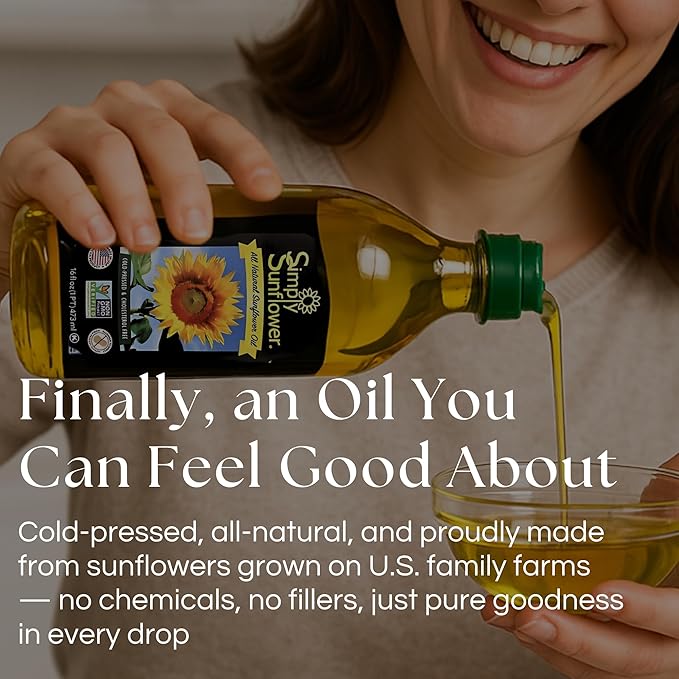 BuyNebraska.com sunflower oil pack of 2, 8 oz bottles, non-GMO, gluten-free, vegan, nut-free cooking oil in food multipacks