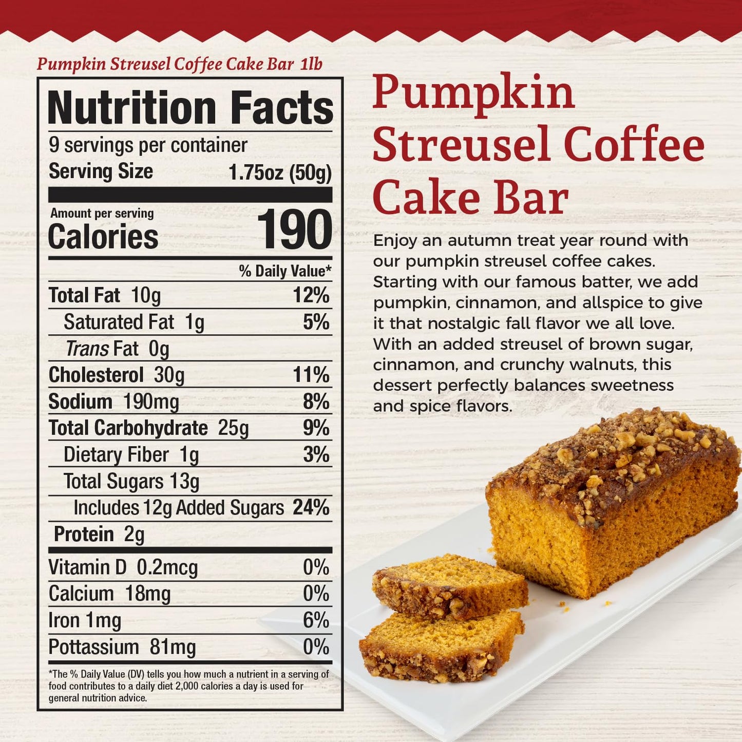 SALE | Pumpkin Streusel Coffee Cake | 16 oz | Beatrice Bakery - BuyNebraska.com ~ Blessings Grow Meadows