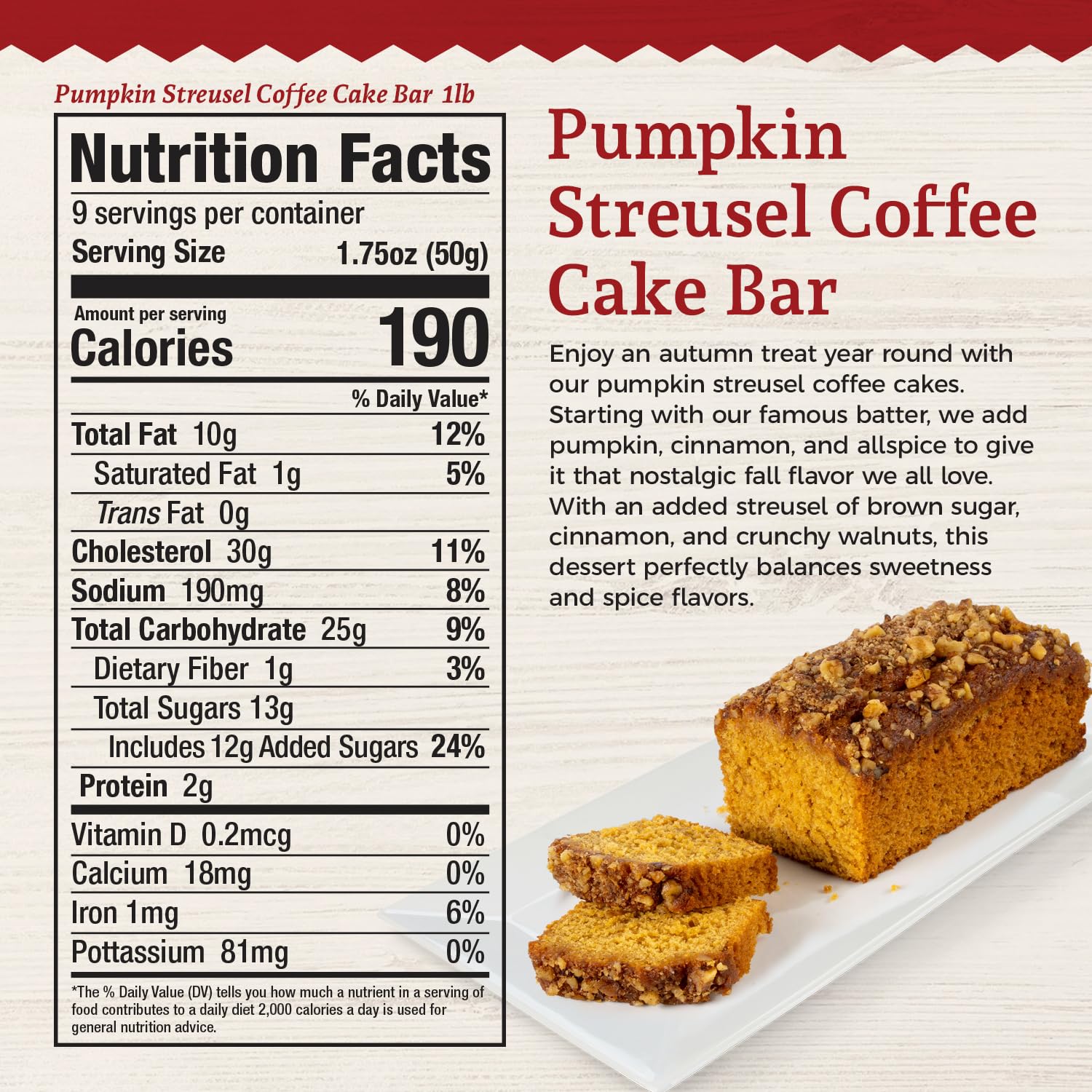 SALE | Pumpkin Streusel Coffee Cake | 16 oz | Beatrice Bakery - BuyNebraska.com ~ Blessings Grow Meadows