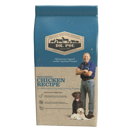 Dr. Pol High Energy Limited Ingredient Chicken Recipe Dry Dog Food for All Breeds, Ages and Sizes of Dogs and Growing Puppies, 12 lb. Bag - Blessings Grow Meadows