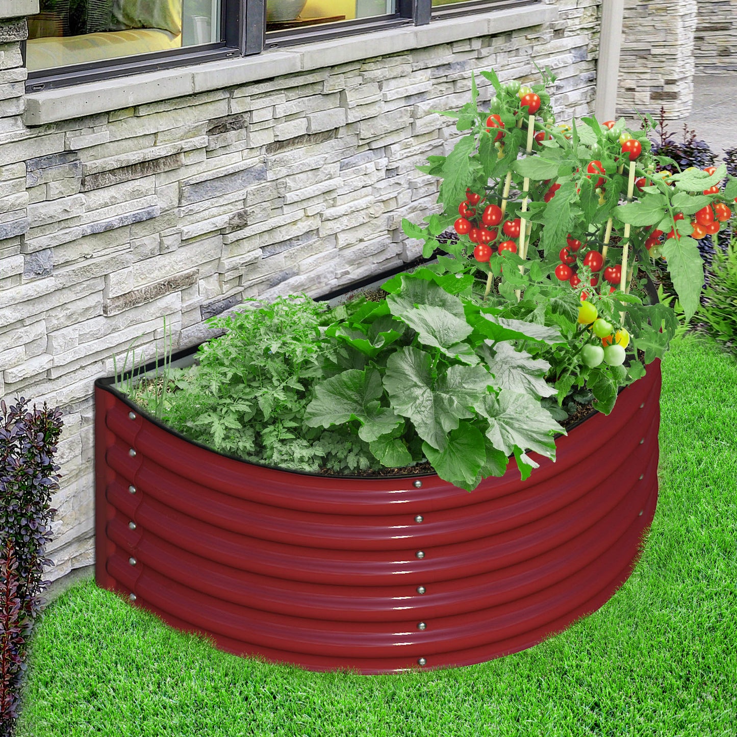 Olle Gardens 17 inch Tall Decorative Semi-circle Raised Garden Bed at Blessings Grow Meadows 