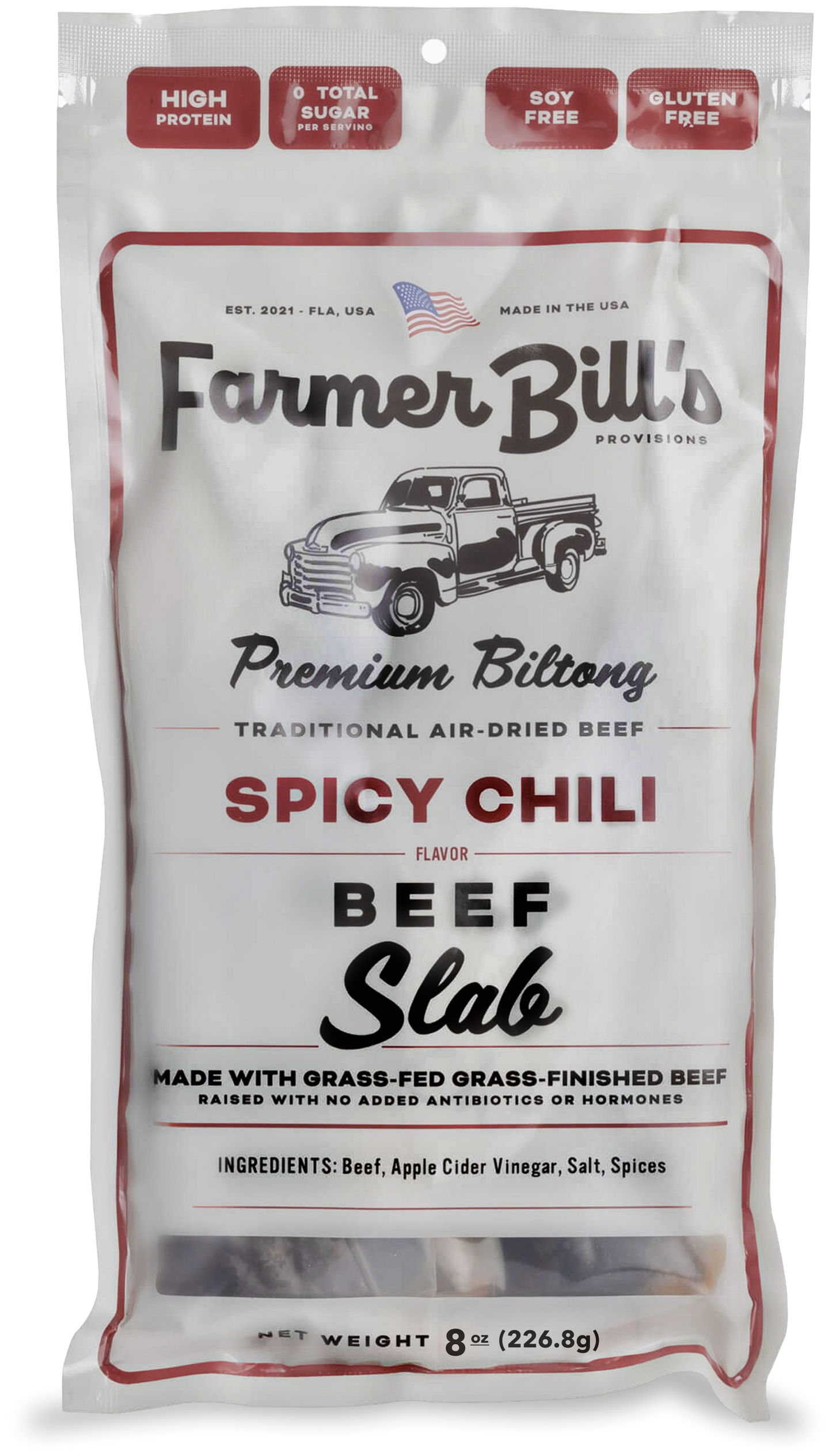 8 oz Spicy Chili Beef Biltong Slab - Blessings Grow Meadows -
