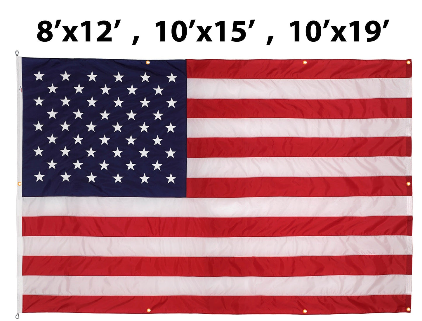 WallSafe™ nylon American flag with reinforced grommets, 8x12 inches, wall-mounted flag by Flagman of America, made in the USA.