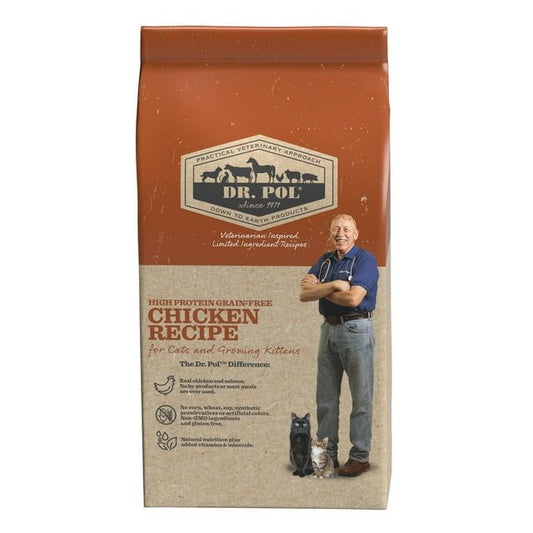 Dr. Pol High Protein Limited Ingredient Chicken Recipe Dry Cat Food for All Breeds, Ages and Sizes of Cats and Growing Kittens, 4 lb. Bag - Blessings Grow Meadows
