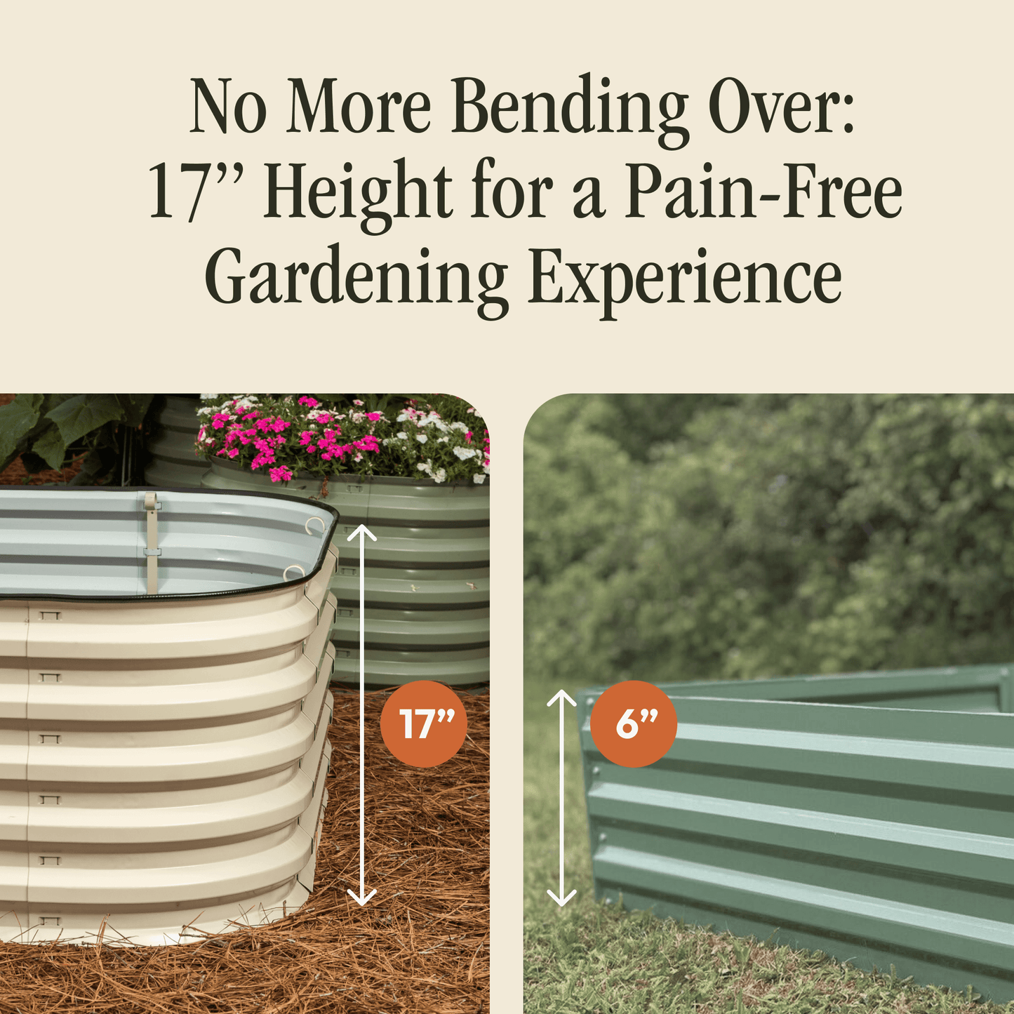 17" Tall 6 In 1 "No Tools Needed" Premium Metal Raised Garden Bed Kit - Gro-Rite Garden Global LLC ~ Blessings Grow Meadows