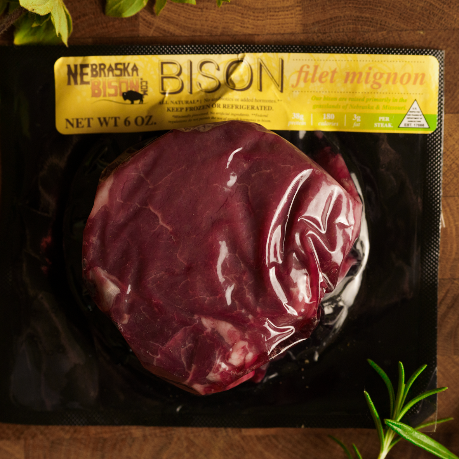 Bison Filet Mignon | 4-6 oz Steaks | Shipping Included | Nebraska Bison - BuyNebraska.com ~ Blessings Grow Meadows
