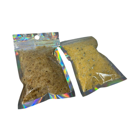 Pet food toppers featuring whole quail eggs and crunchy quail meat crumbles for dogs and cats.