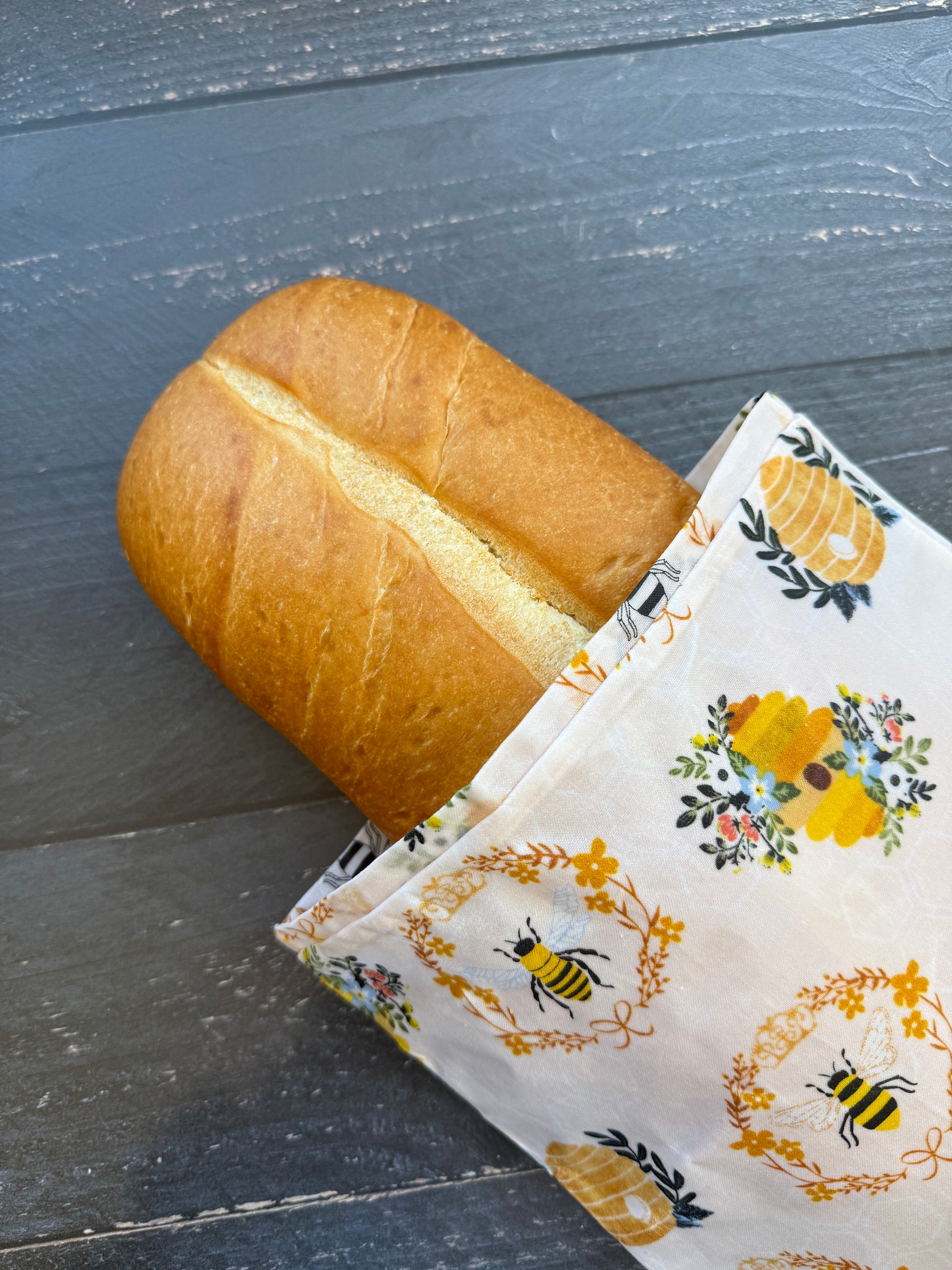 Beeswaxed Baguette bag from Five Oaks Farm with natural beeswax finish, durable fabric, and rustic farm style.