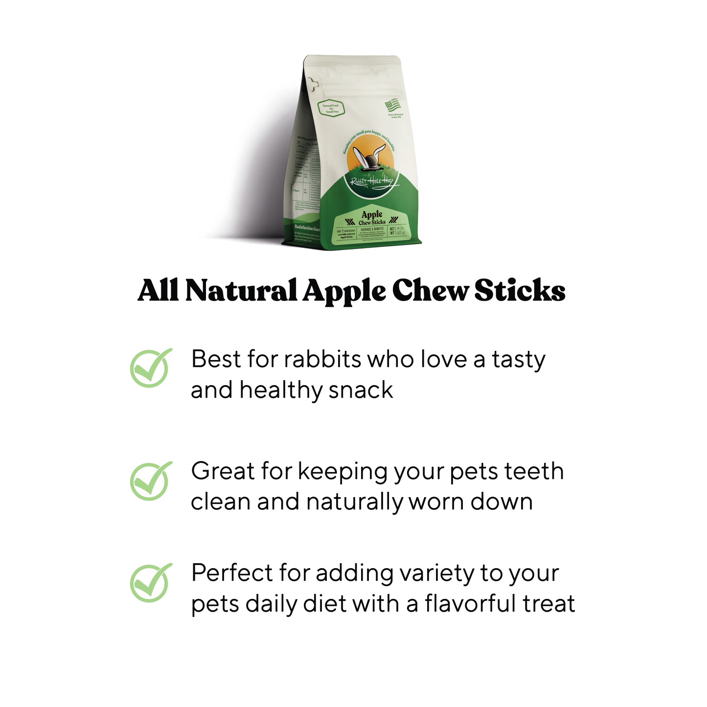 Rabbit Hole Hay All Natural Apple Chew Sticks - Rabbit Hole Hay ~ Blessings Grow Meadows