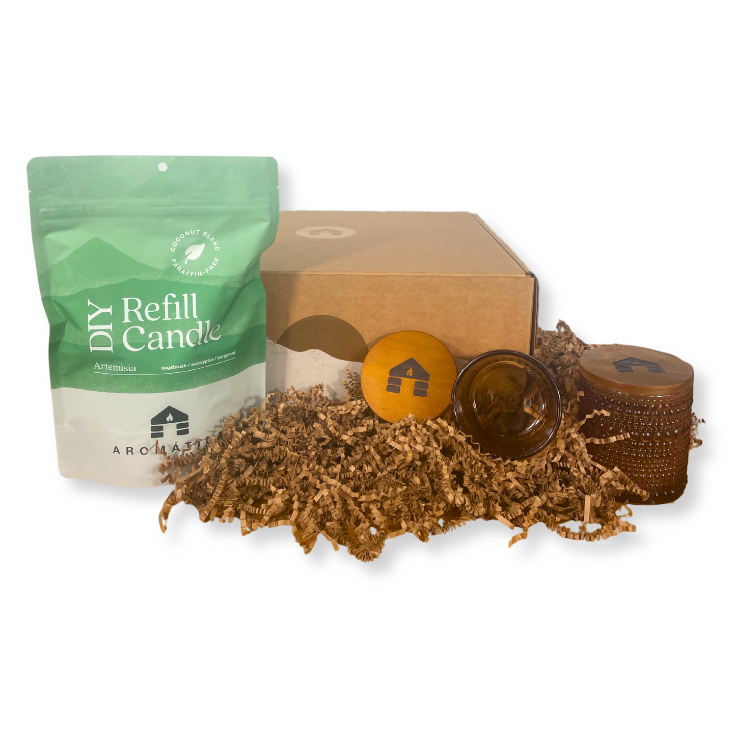 Bluecorn Candles Aromática DIY scented candle gift set in glassware with multiple candles and decorative packaging.