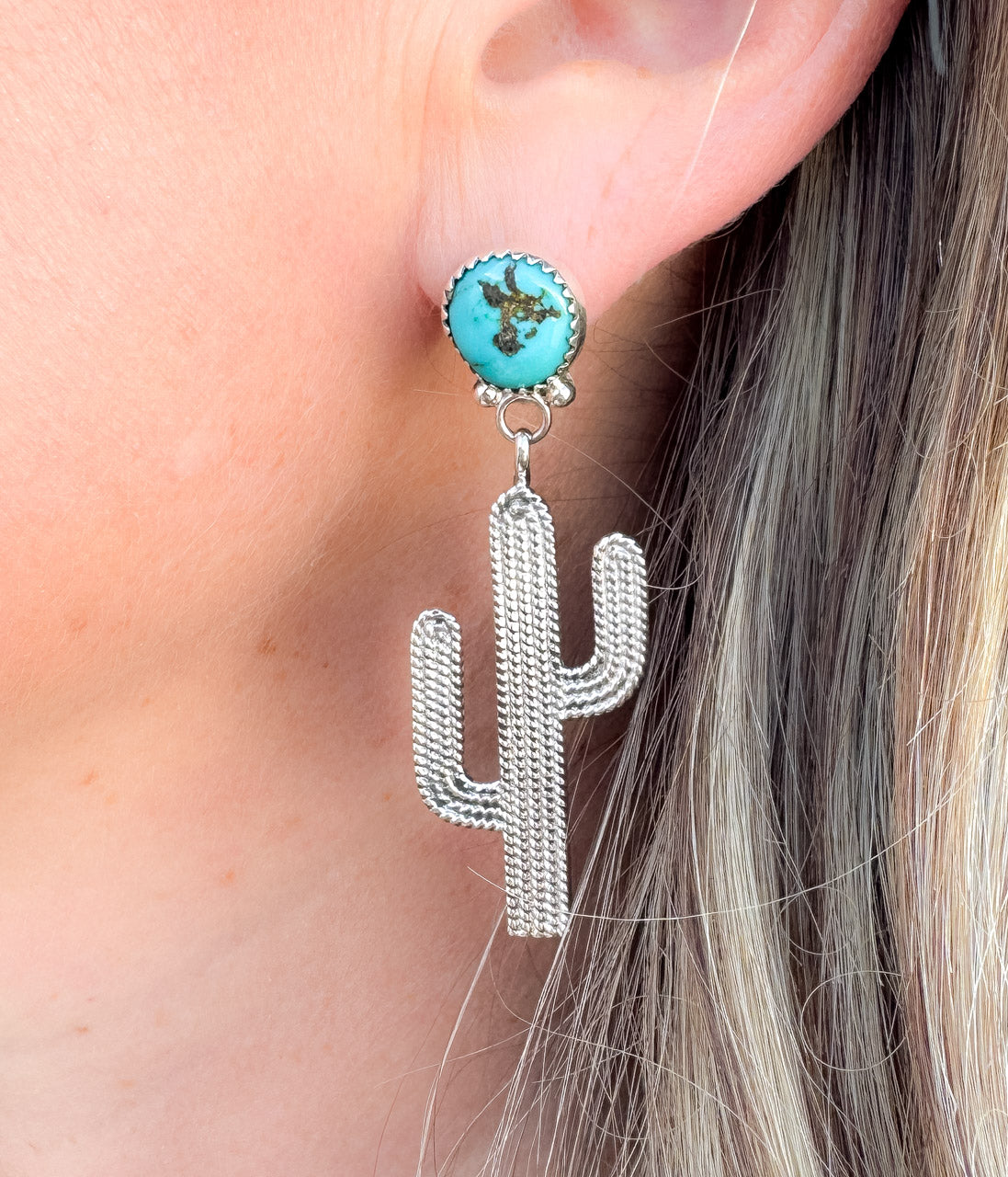 Anne Spencer Kingman Turquoise Cactus Earrings - Blessings Grow Meadows -