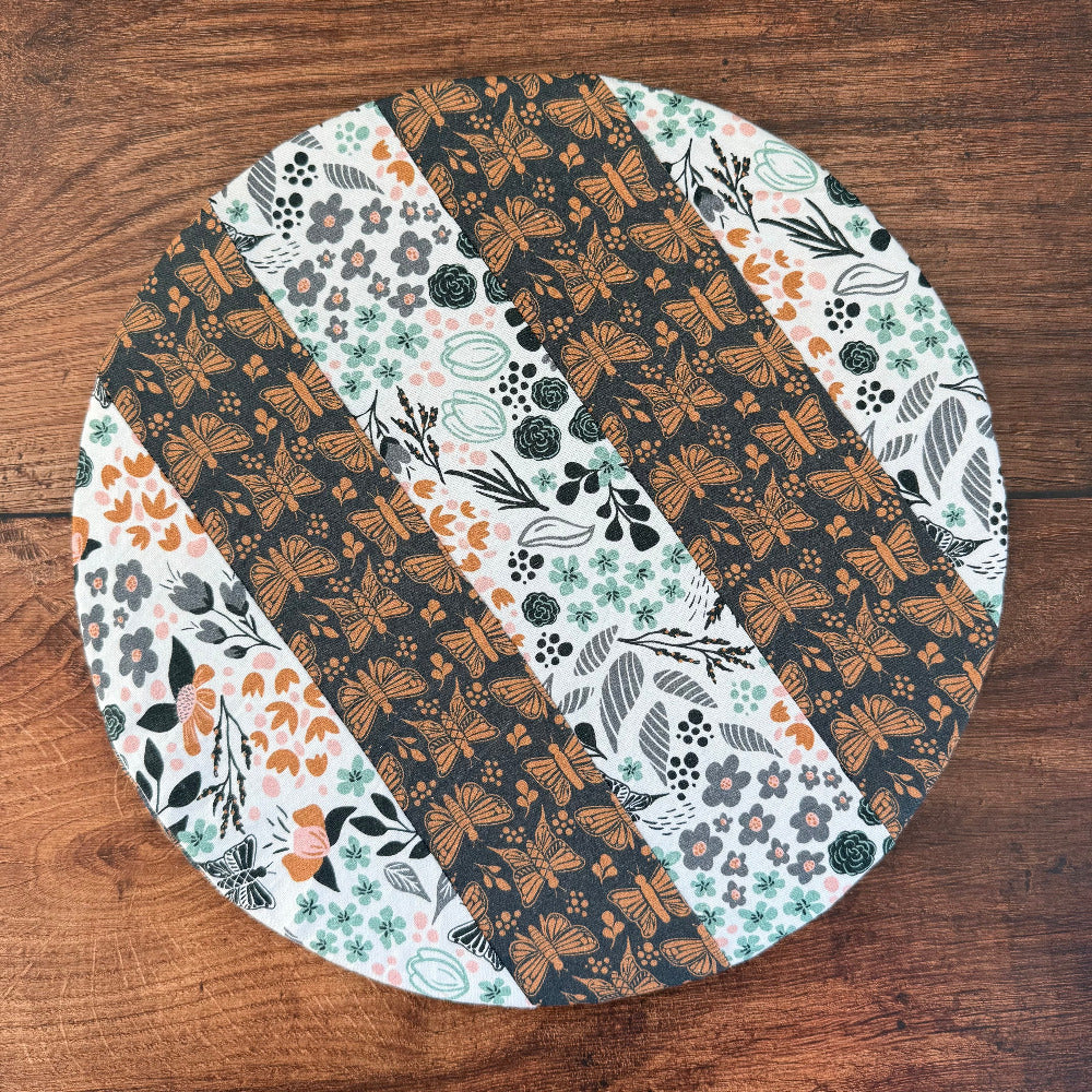 Medium bowl and banneton covers from Five Oaks Farm, natural linen covers with rustic design for bread proofing.