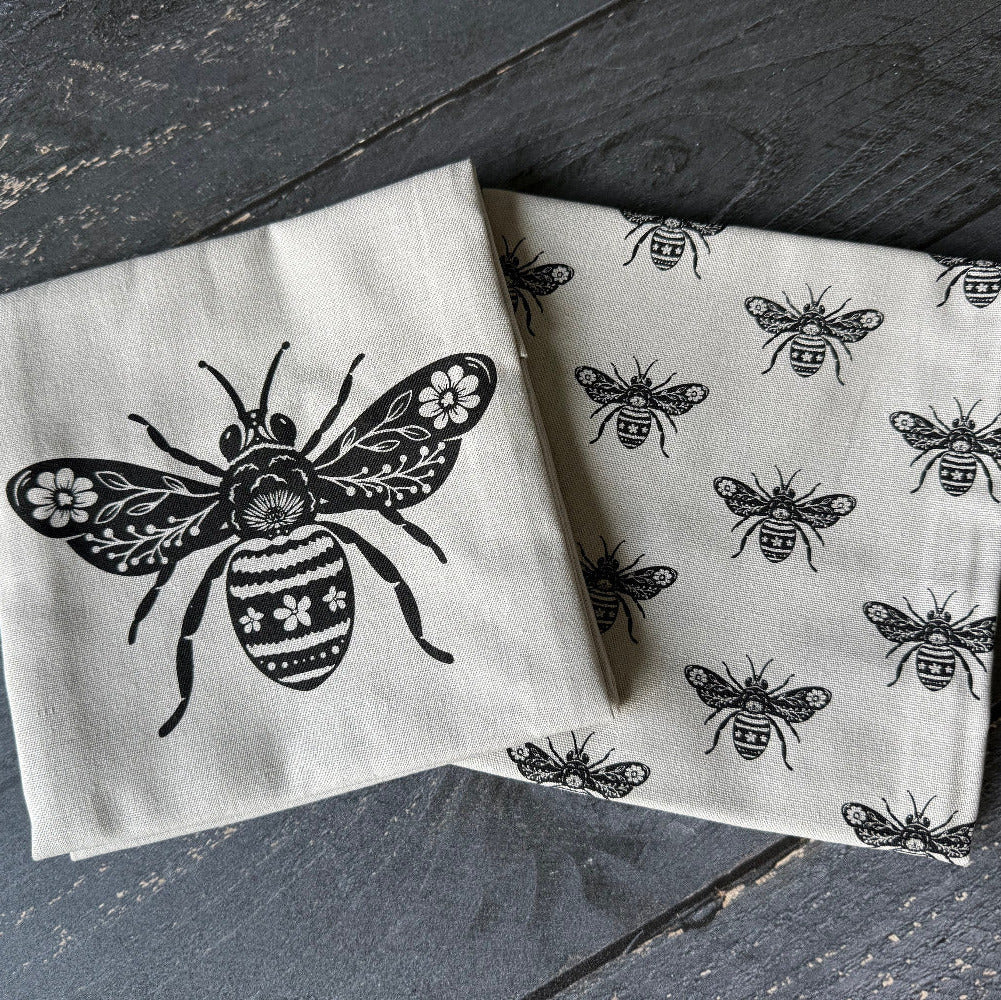 Set of farm-themed hand towels from Five Oaks Farm featuring rustic, woven fabric with barn and animal motifs.