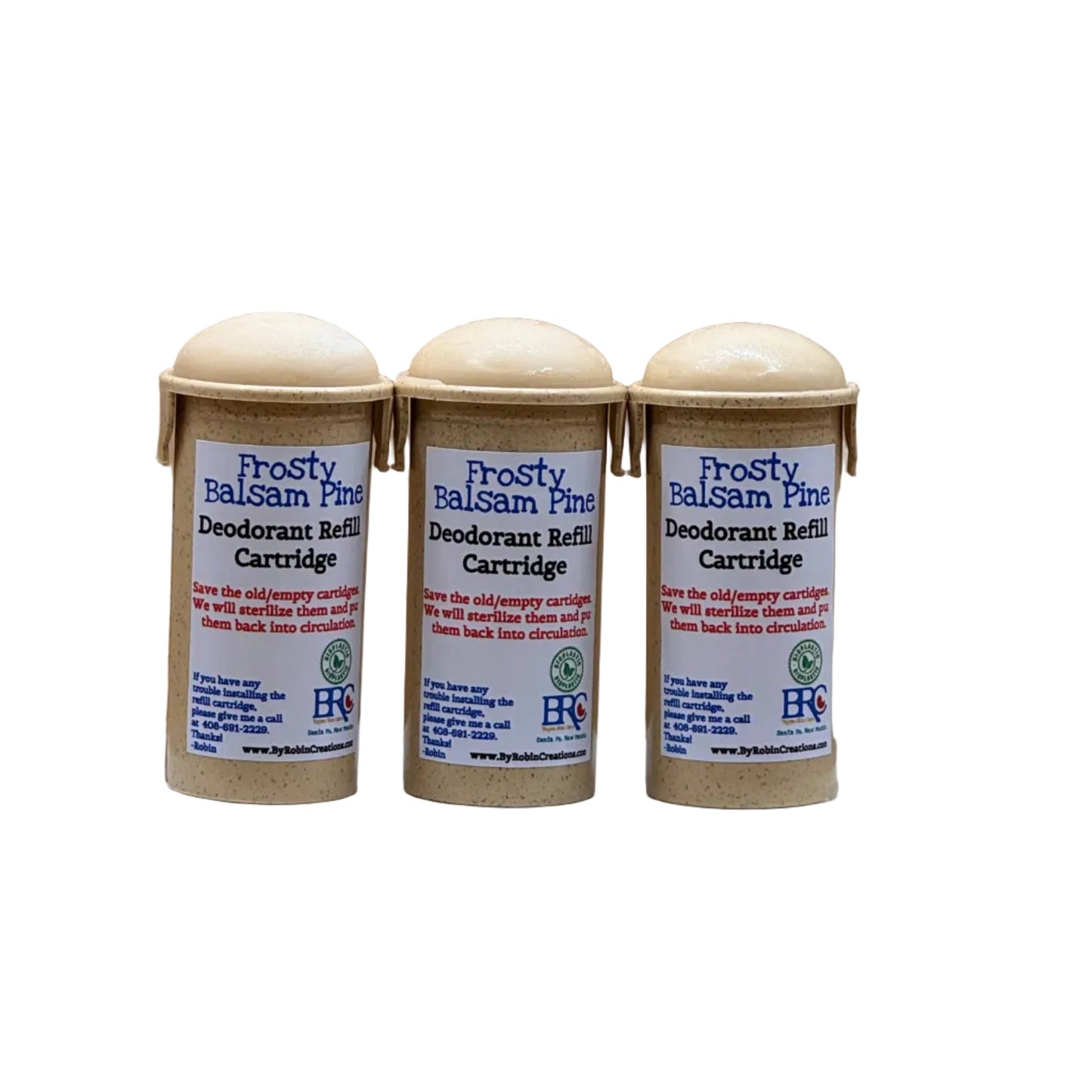 By Robin Creations natural probiotic deodorant in new packaging, showing the sleek stick with fresh design and branding.