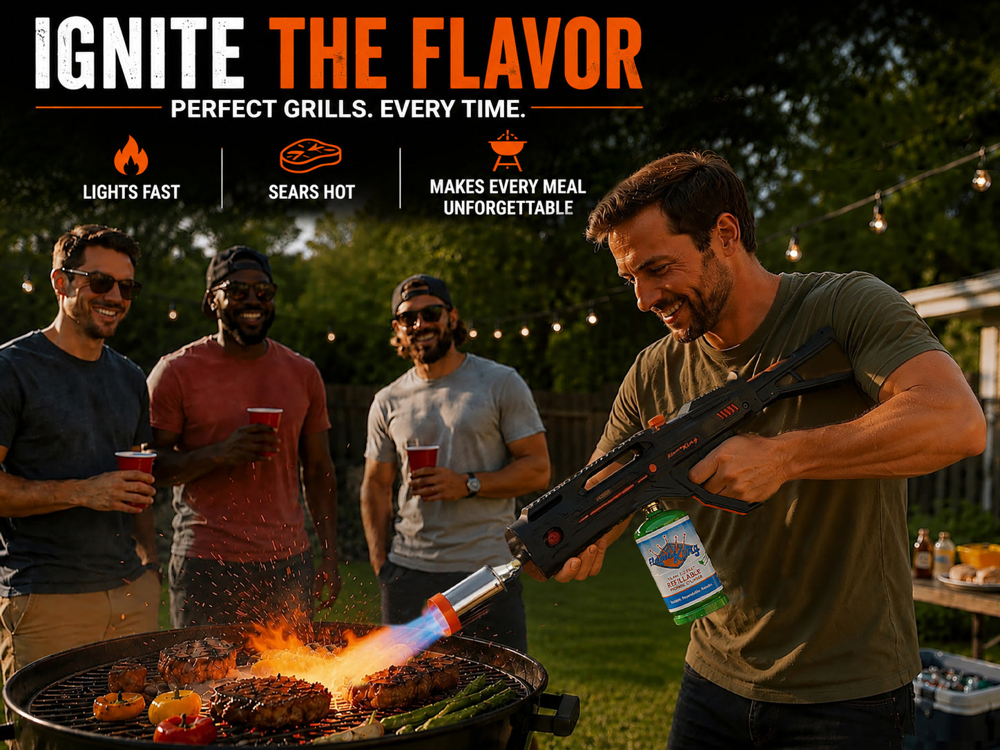Flame King BlazeTac propane torch gun with trigger ignition, used for weed burning and outdoor fire applications.