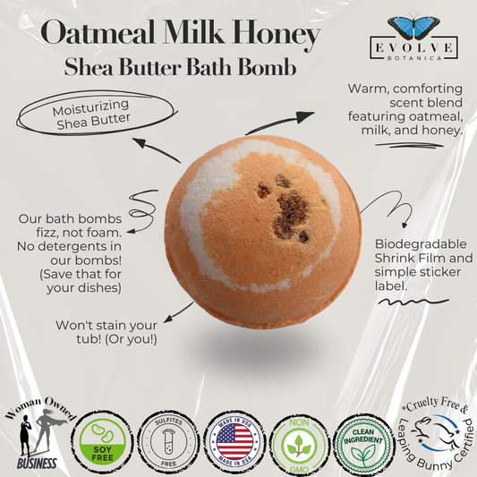 Bath Bomb - Oatmeal Milk Honey - Blessings Grow Meadows -