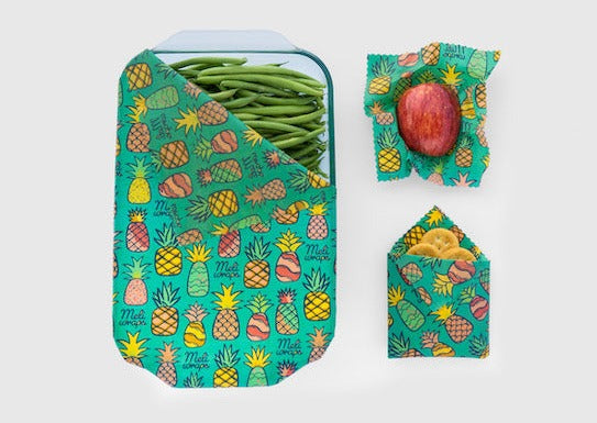 Beeswax Food Wrap - Pineapple Print - Blessings Grow Meadows -