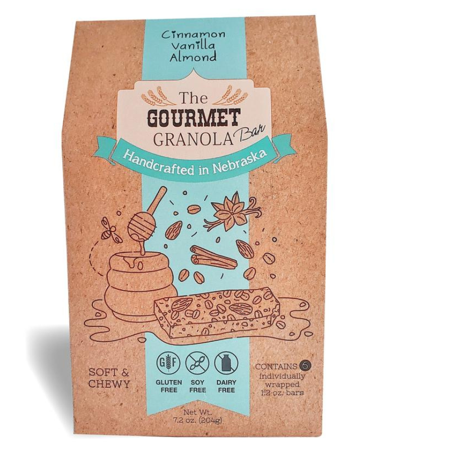 Cinnamon Vanilla Almond Granola Bars | Pack of 6 | Gluten, Dairy, & Soy Free | The Gourmet Granola - BuyNebraska.com ~ Blessings Grow Meadows