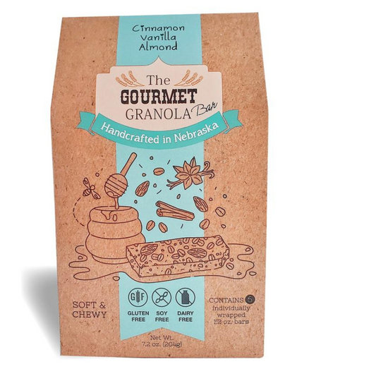 Cinnamon Vanilla Almond Granola Bars | Pack of 6 | Gluten, Dairy, & Soy Free | The Gourmet Granola - BuyNebraska.com ~ Blessings Grow Meadows