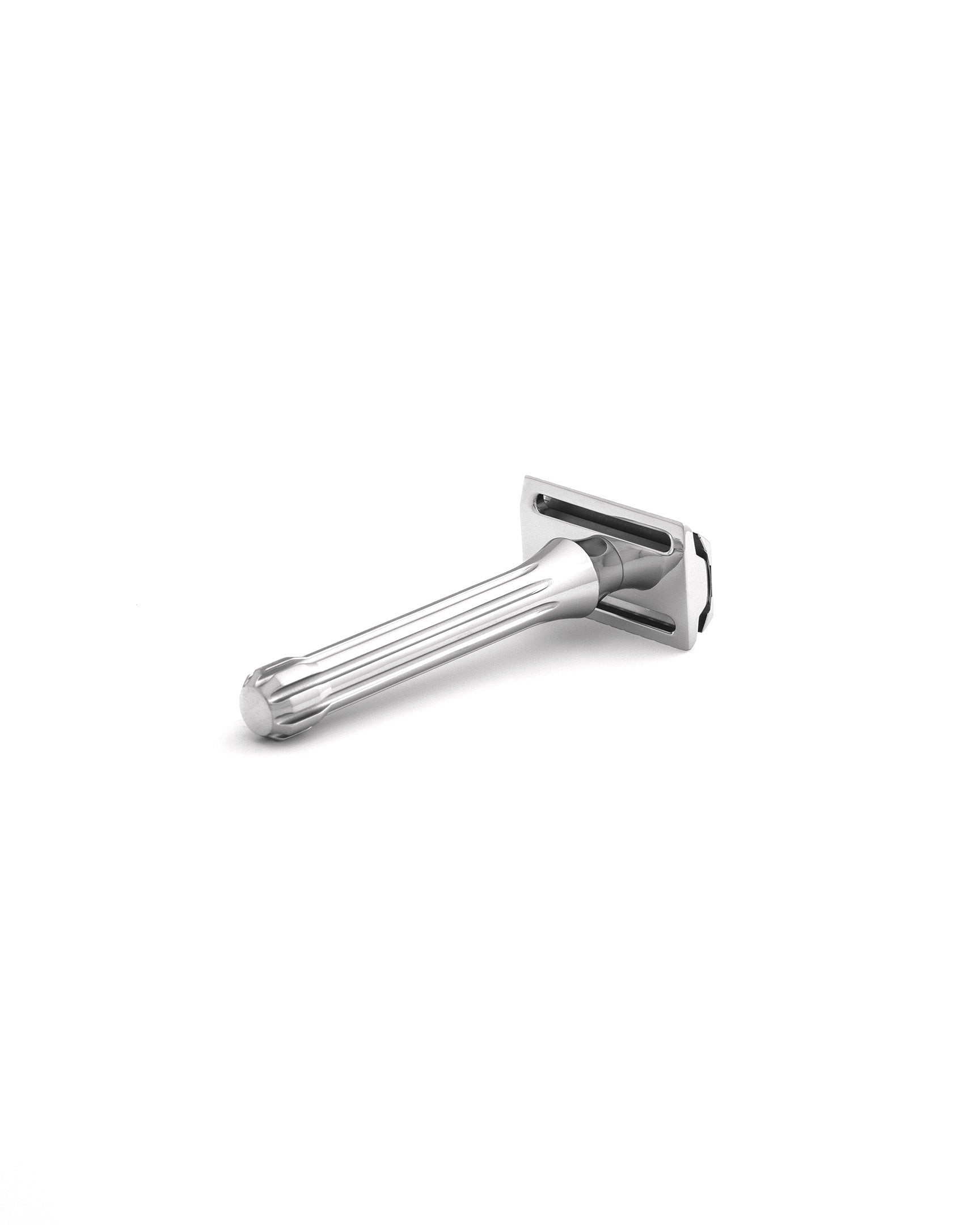 Blackland Razors Blackbird safety razor with a sleek black handle and polished head for a close, comfortable shave.