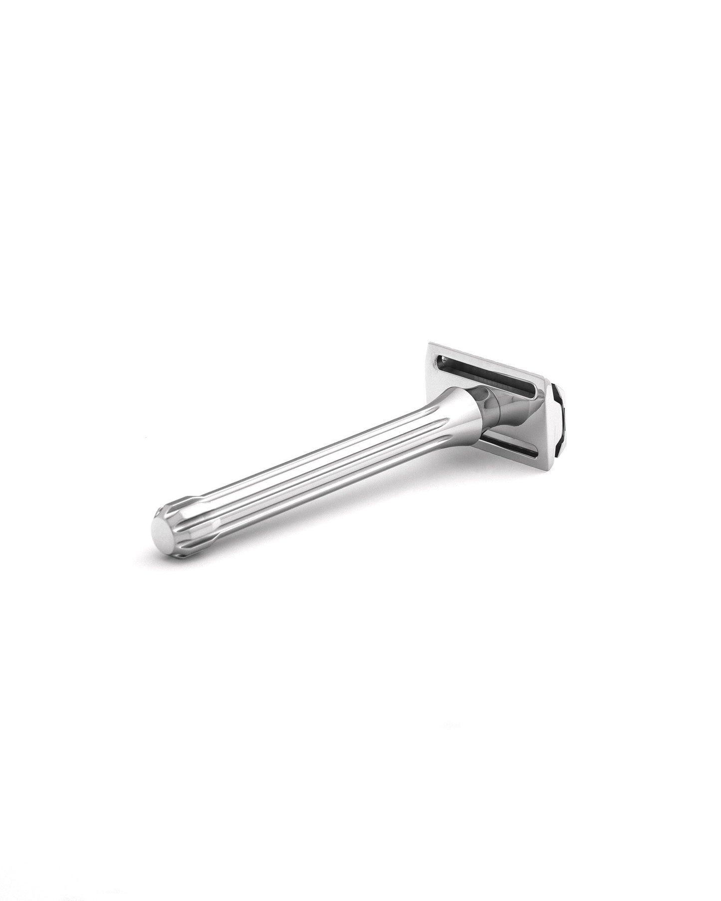 Blackland Razors Blackbird razor with sleek black handle and stainless steel head, shown in a close-up shot.