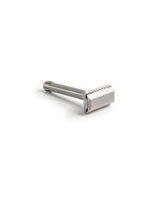 Blackbird Titanium razor from Blackland Razors, showcasing its sleek black titanium handle and modern safety razor design.