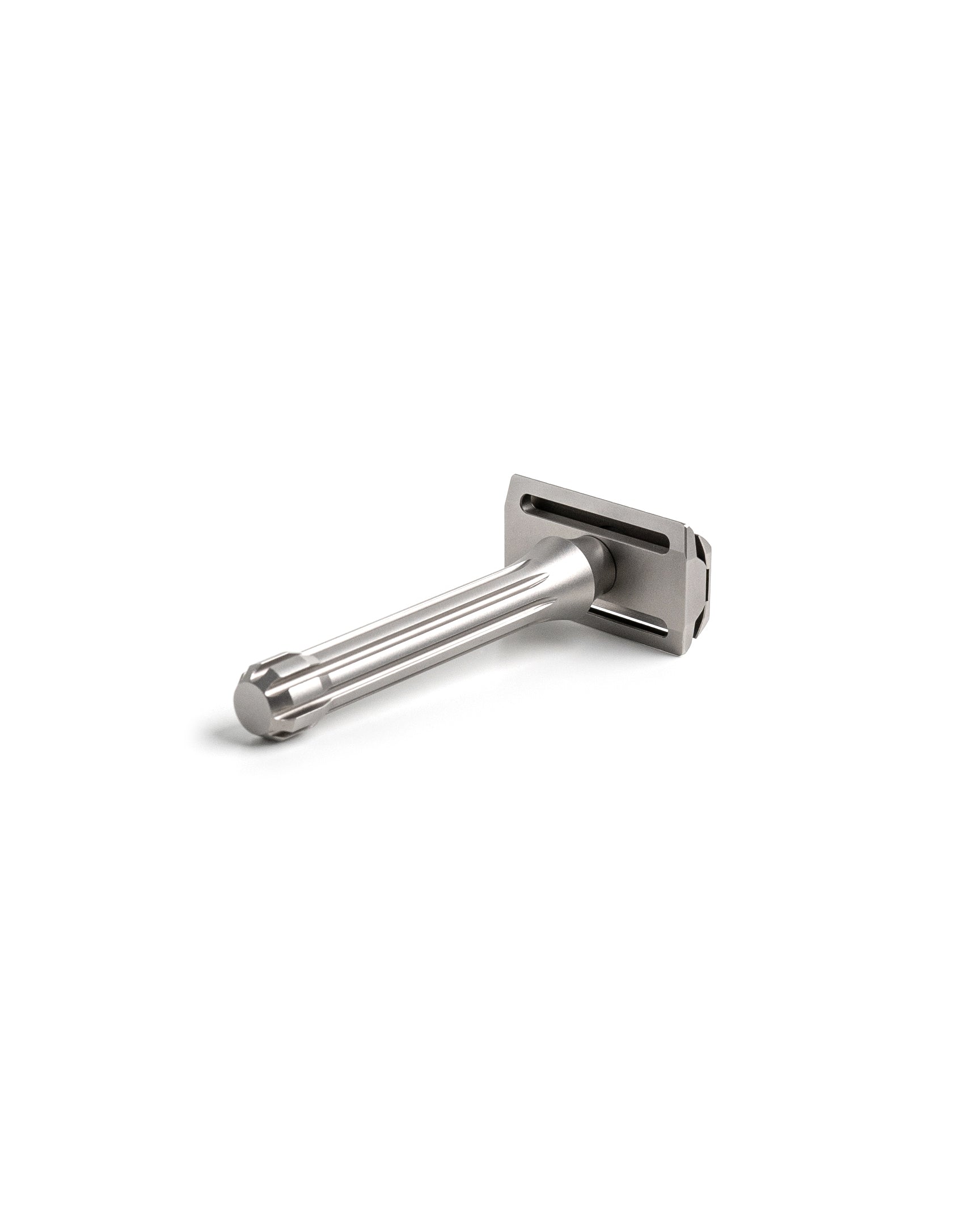 Blackland Razors Blackbird Titanium razor with sleek black handle and stainless steel head, shown in a close-up image.