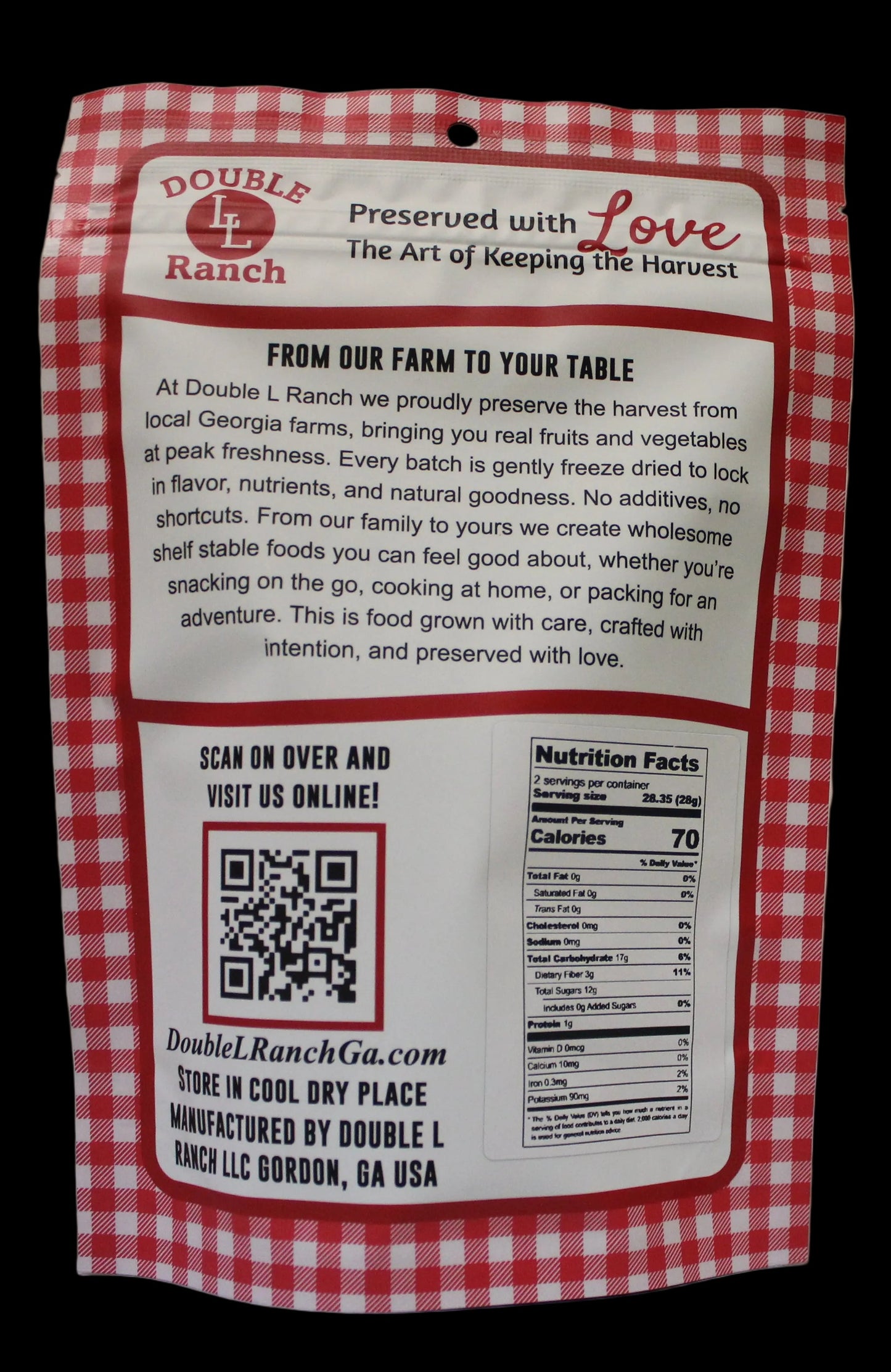 Freeze dried blueberries from Double L Ranch shown in the image, highlighting the vibrant blue color and dried fruit texture.