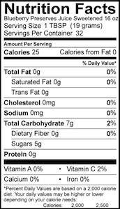 Blueberry Preserve Juice Sweetened 16 oz
