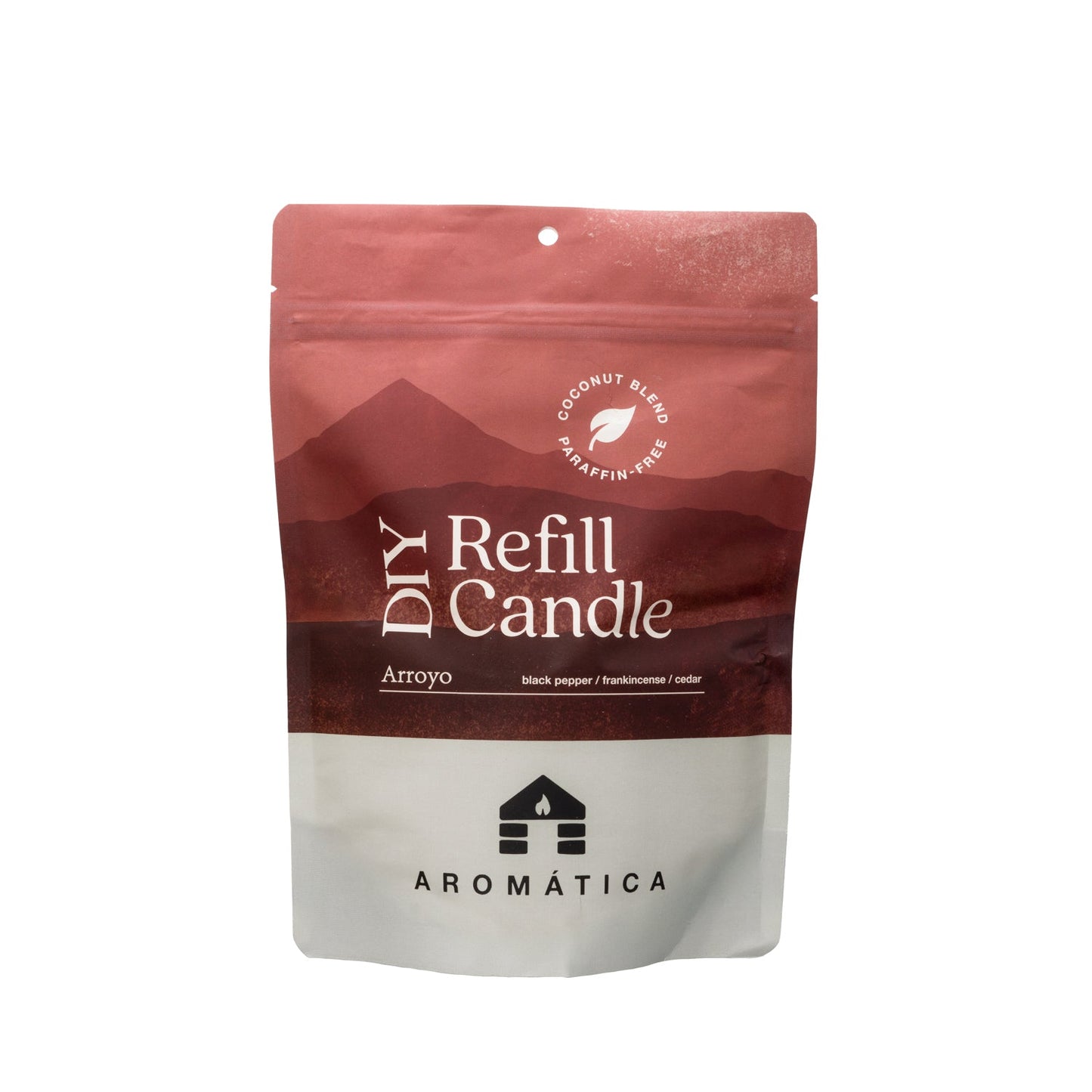 Bluecorn Candles Aromática scented candle refill kit with spicy musk aroma, includes refill jar and essential wax and scent components.